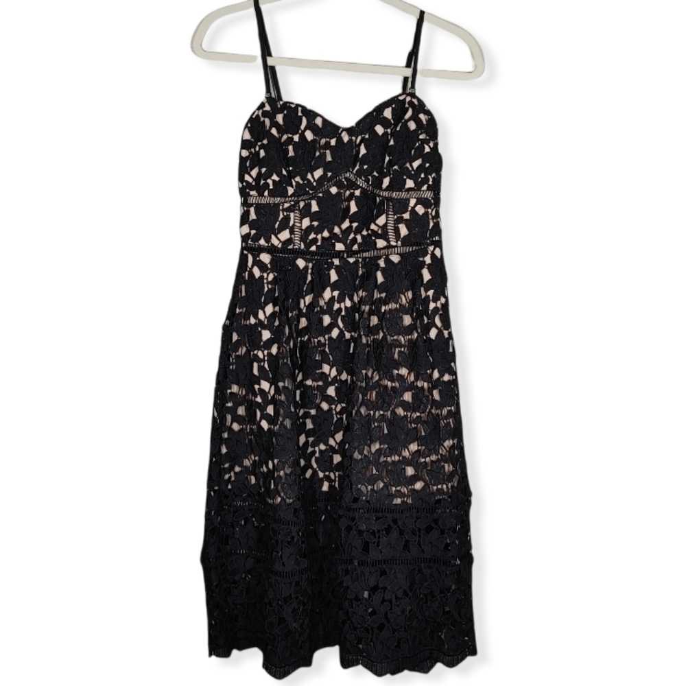 Just Me Black Lace Convertible Midi Dress Small